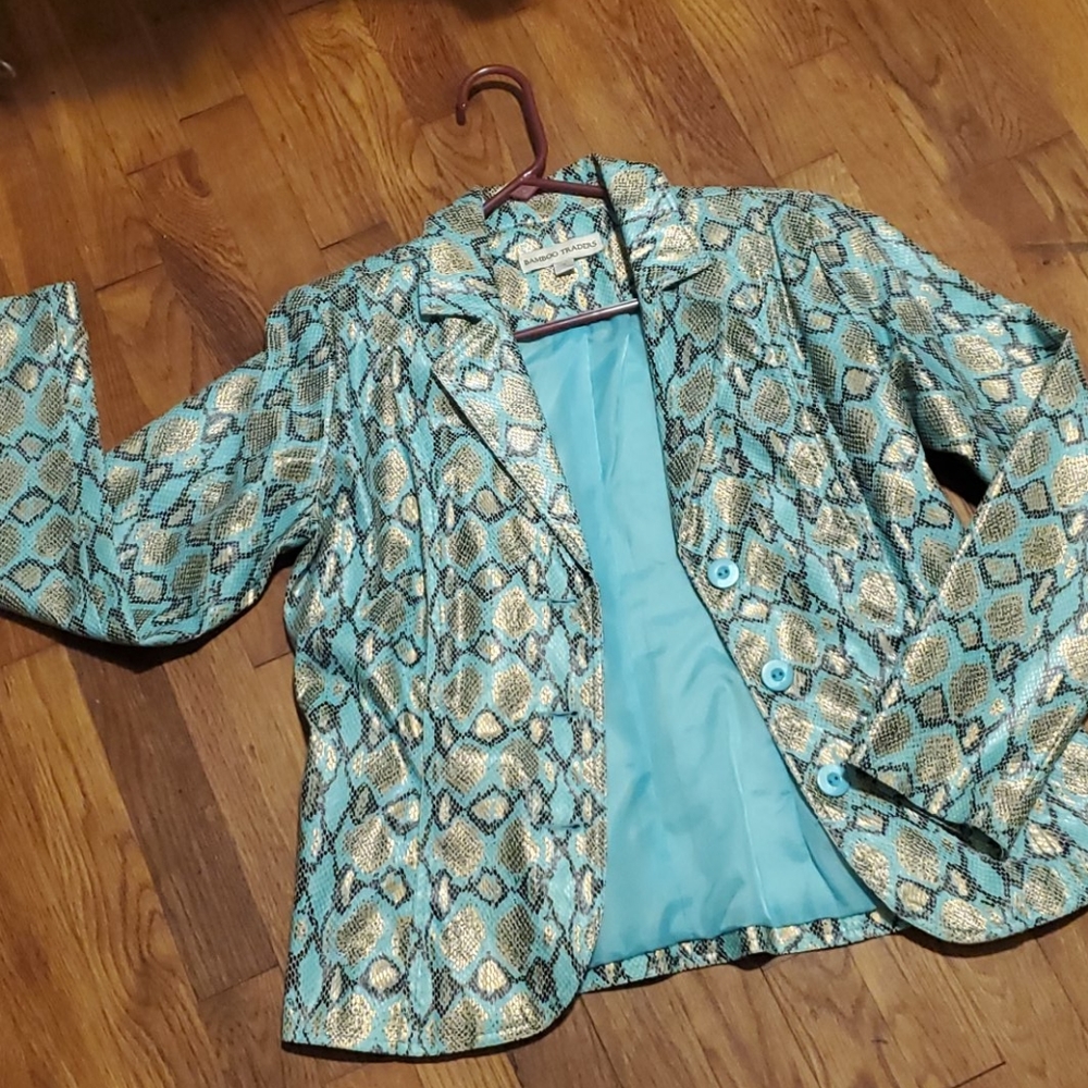Lightweight metallic snake print blazer jacket EUC